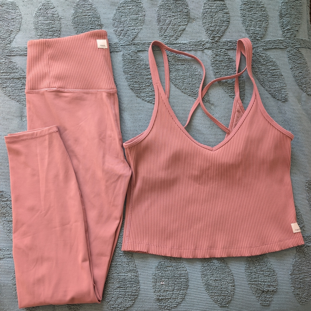 Med - Vuori Women's Rib Studio Leggings + Top Marsala